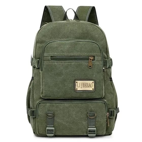 Mochila de Lona Vintage Estilosa Vários Compartimentos Viagem e Estudos 2501