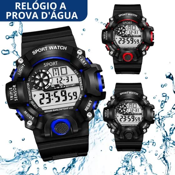 Relogio masculino a prova d água de silicone masculinos luxo digital esportivas cronômetro S-815