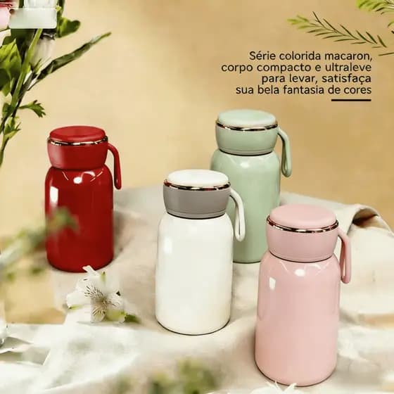 Garrafa Térmica Mini Macaron: Estilo e Praticidade em Cores Suaves 300ml,BM-P1838