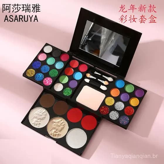 Paleta de sombras Ashary com 39 cores, conjunto de maquiagem colorido para palco com glitter, brilho fino e lantejoulas,