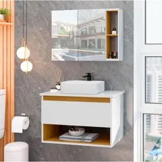 Conjunto Gabinete de Banheiro com Espelheira com Cuba Florence Cores