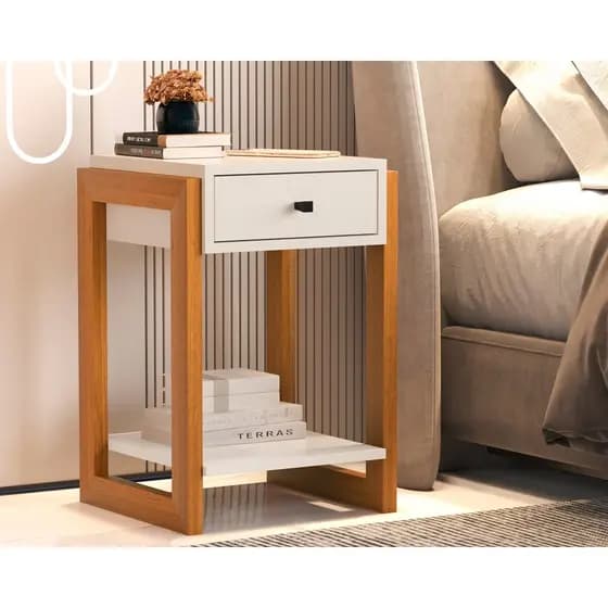 Mesa de Cabeceira Decorativa com Gaveta – Criado-Mudo Moderno para Quarto