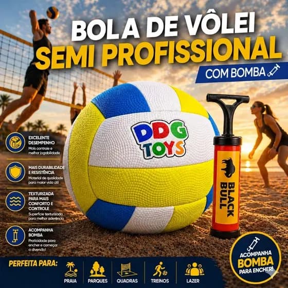 Kit Bola De Vôlei Praia SEMI PROFISSIONAL com Bomba PVC Texturizada Quadra Parques Treino Lazer