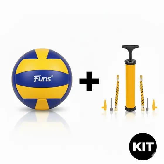 Kit Bola de Vôlei Praia e Quadra Tamanho Oficial + Bomba de Ar Original Voleibol Infantil e Adulto