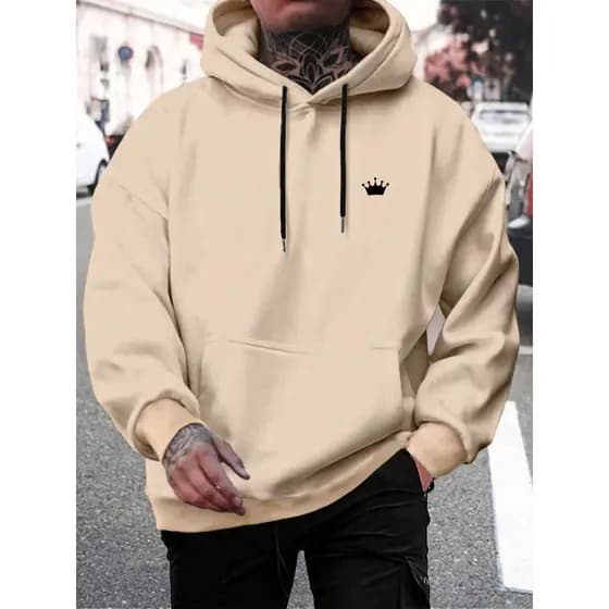Moletom Masculino Moletom Canguru Blusa de Frio Unissex Moletom Estampado Coroa Moletom Unissex Toooop