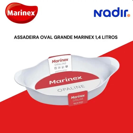 Assadeira Marinex Oval Vidro Branco Grande 1.4 L