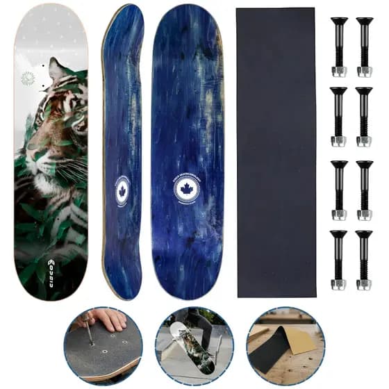 Shape Maple Cisco Skate com Lixa Emborrachada e Parafusos de Base Vários Tamanhos Tigre