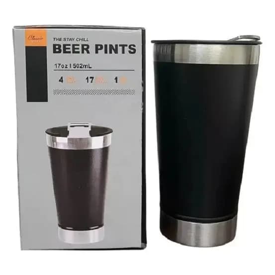 Copo Térmico 473ml Aço Inox 18/8 com Abridor Tampa Parede Dupla Gelado Quente