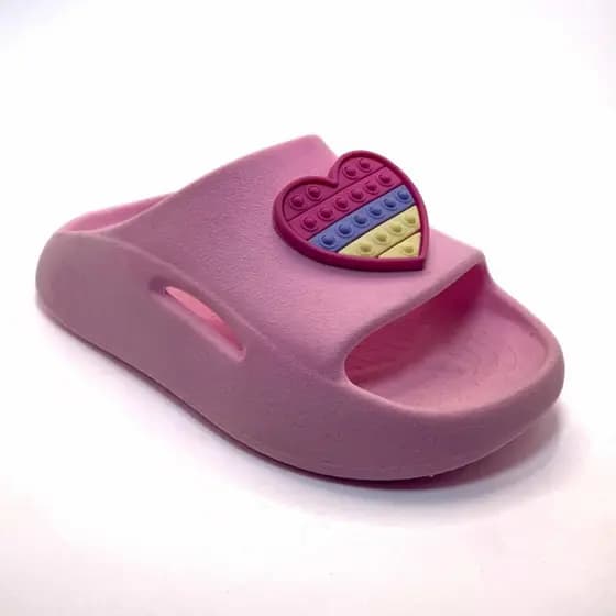Chinelo Slide Nuvem Menina Feminino Eva Macio Confortável Antiderrapante Durável Coração Popt
