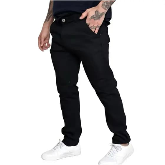 No.7 【Novo】Calça Sarja Masculina Slim Fit Versátil Casual 100% Algodão