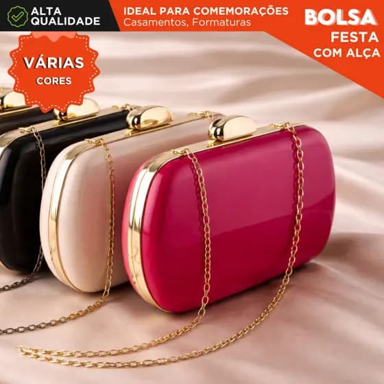 Bolsa Clutch Carteira Feminina Mão e Transversal com Alça Corrente Removível Para Festas - M-452 MZ