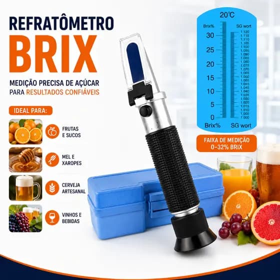 1 Refratômetro Brix Cerveja Artesanal Açúcar Vinho