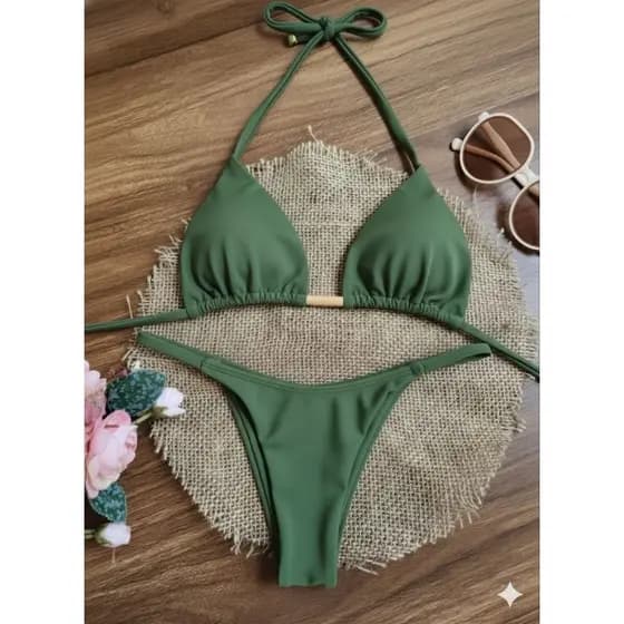 Biquíni Feminino Top Cortininha Com Calcinha Fita Para Marquinha Moda Praia