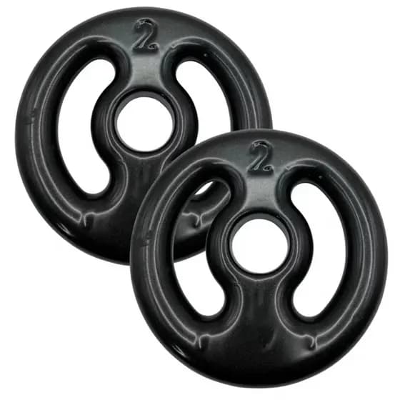 Kit 2 Anilhas 2Kg Emborrachada Academia Musculação Preto (ENVIO IMEDIATO)