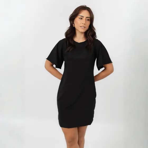 Vestido Feminino Curto Casual Manga Curta Elegante Social - Ágatha