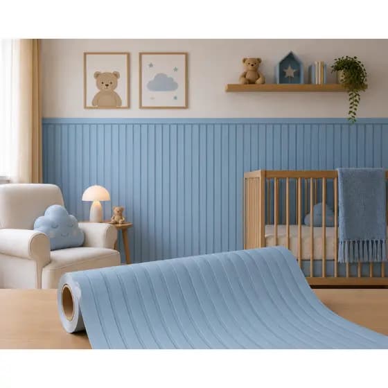 Papel De Parede Adesivo Ripado Varios modelos Meia Parede Vinil Lavável Fosco Quarto Infantil Sala