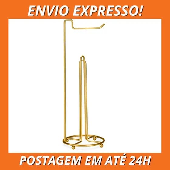 Porta papel higiênico de chão dourado moderno organiza com estilo aramado resistente 16x54 cm
