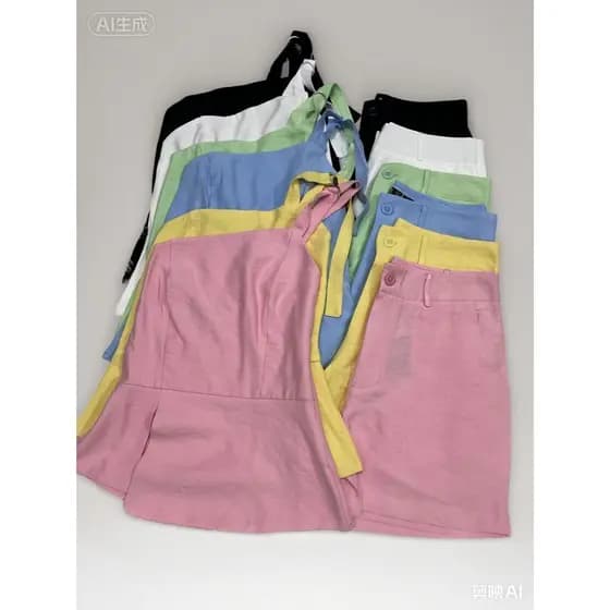 Conjunto de camisola de um ombro só para meninas, estilo curto e elegante, tamanho 133, linlinmoda