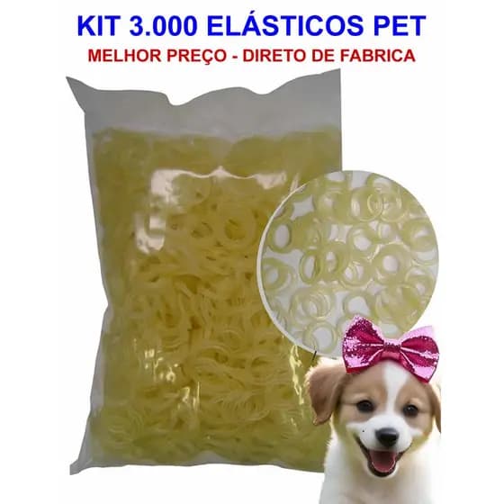 Kit 3.000 Elásticos, Borrachinhas em látex Para Laços Pet 5/16