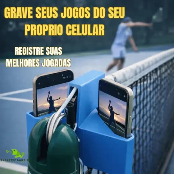 Suporte Duplo Para Celular Na Rede Para Filmar Jogos Beach Tennis, Pickleballou Vôlei