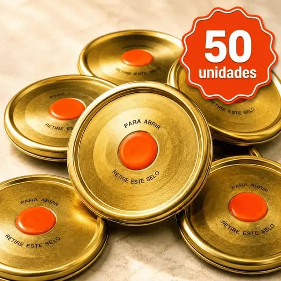 Kit 50 Tampas Metálicas 67mm para Pudim no Copo Americano – Tampa Abre fácil Vedação Hermética