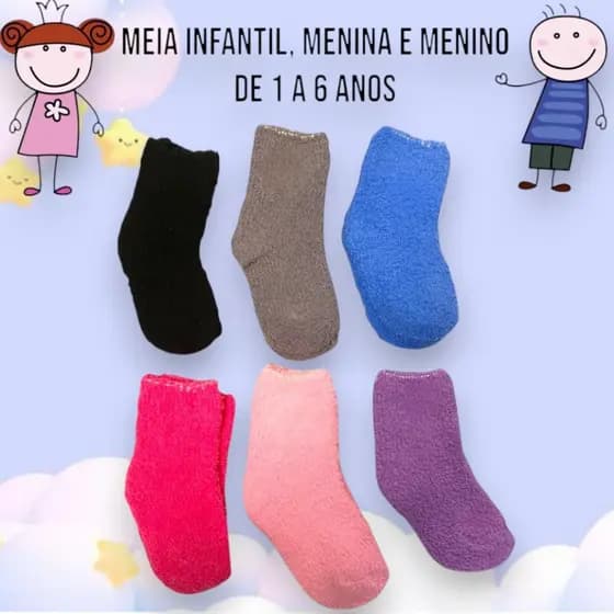 Kit 3 Pares Meia Infantil Meia De Lã Meia Felpuda Menino Menina Meia Quentinha Para Inverno