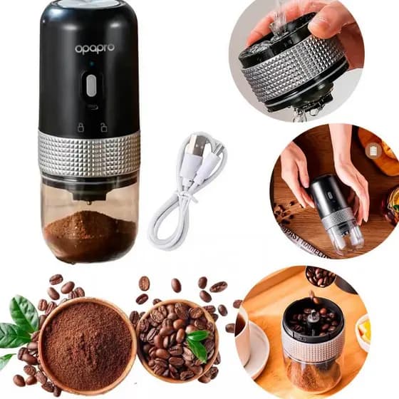 MOEDOR DE CAFÉ ELÉTRICO AUTO DESLIGAMENTO BATERIA 1200MAH LÂMINA CERAMICA MOAGEM EXTRA FINO ATÉ SEMI GROSSO