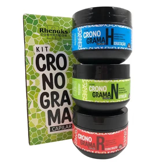 Kit Cronograma Capilar Completo Hidratação Nutrição Reconstrução 3 Máscaras