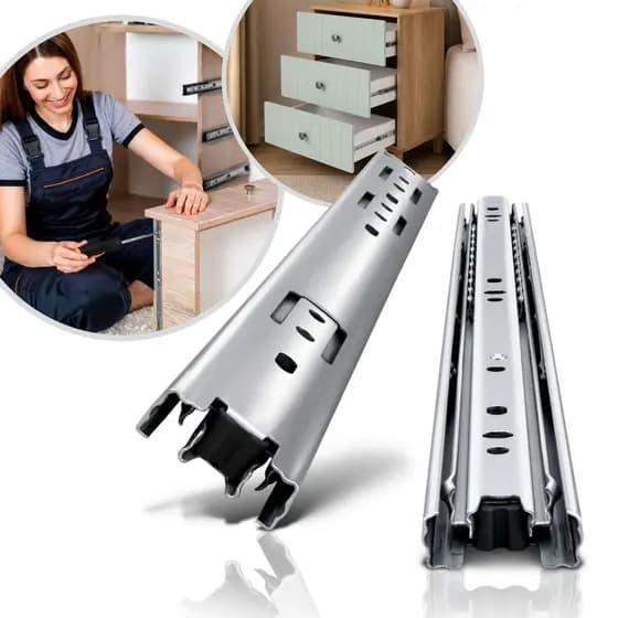2 Corrediça Telescópica Gaveta Trilho Móvel MiniLight 1 Par Móveis Armário Reforçado 25cm até 55cm