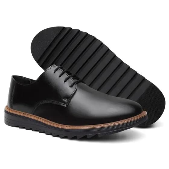 Sapato Masculino Preto Estilo Oxford Moderno Couro Ecológico Palmilha Ultra Conforto