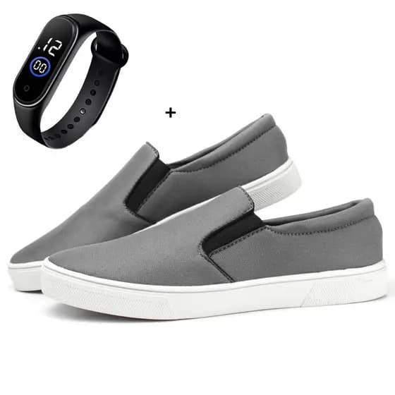 Kit tenis Iate original slip on sapatilha elástico + relógio digital