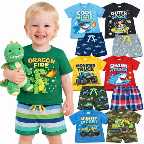 Kit Sortido 6 Peças de Roupas Infantil Bebê MENINO VERÃO Conjuntos de Verão Infantil Bebê Masculino Manga Curta Bebê