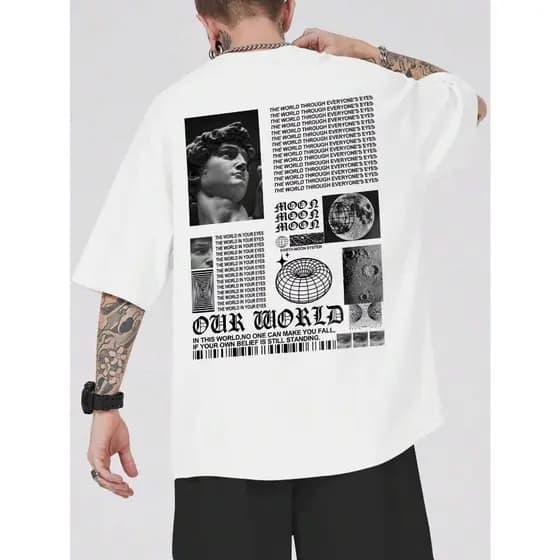 CAMISETA ESTAMPADA MICHELANGELO LETRAS ROMWE ENVIO IMEDIATO
