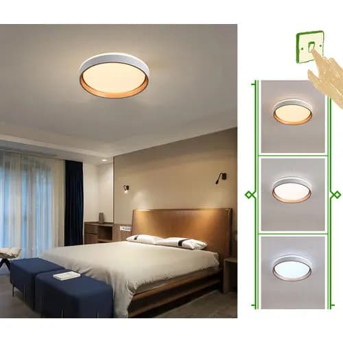 Plafon Led Luminaria Moderna Sobrepor 24w Redondo Tipo Montana Branco E Cobre p/a Teto De Sala Quarto Cozinha Escritorio