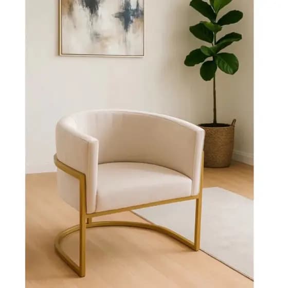 Poltrona Luna Com Base de Metal Decorativa Sala, Salão, Escritório, Quarto *NAO ACOMPANHA ALMOFADA*- HS Encantus