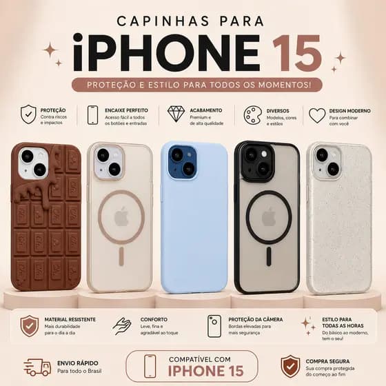 Capinha Case Premium para iPhone 15 | Diversos Modelos e Cores
