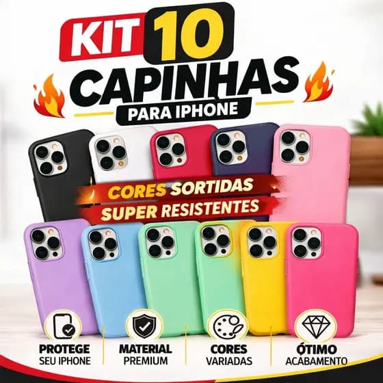 kit 10 capinhas silicone para iPhone