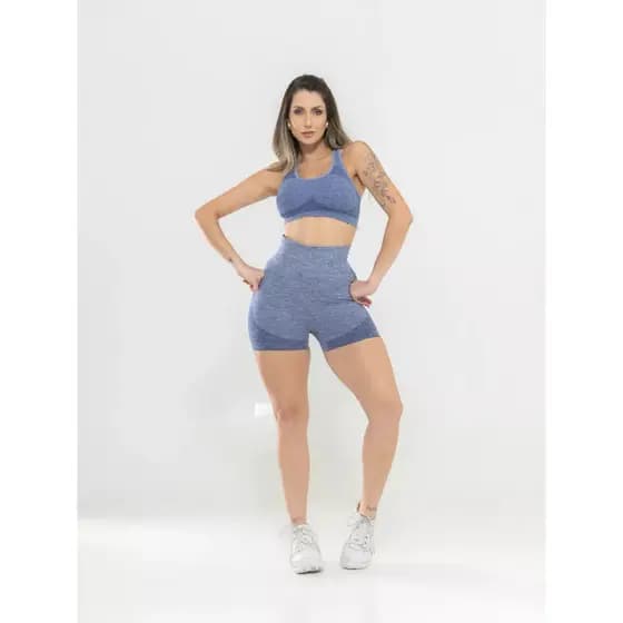 Conjunto Levanta Bumbum Top E Short Academia