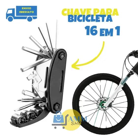 Chave Para Bicicleta 16 em 1 Bike Multifuncional Aço Resistente Manutenção Ergonômica E Versátil