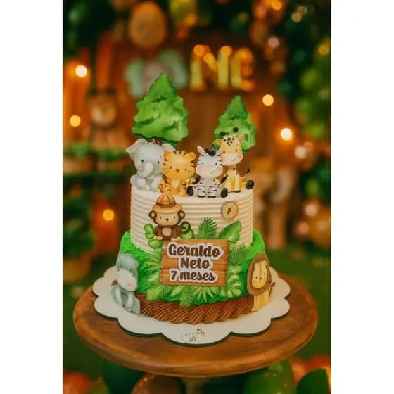 Topo de Bolo Safari Personalizado –Festa Infantil, Menino e Menina, Mesversário, Aniversário, Decoração Tema Safari