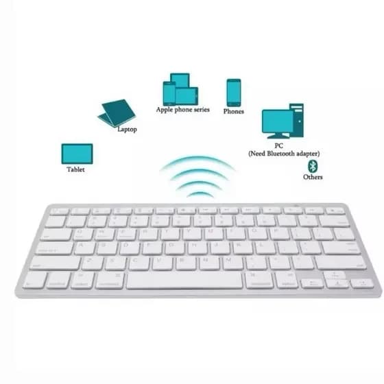 Teclado Bluetooth Sem Fio: Compatível com Mac Tablet PC iPad iOS e Windows Design Slim e Portátil