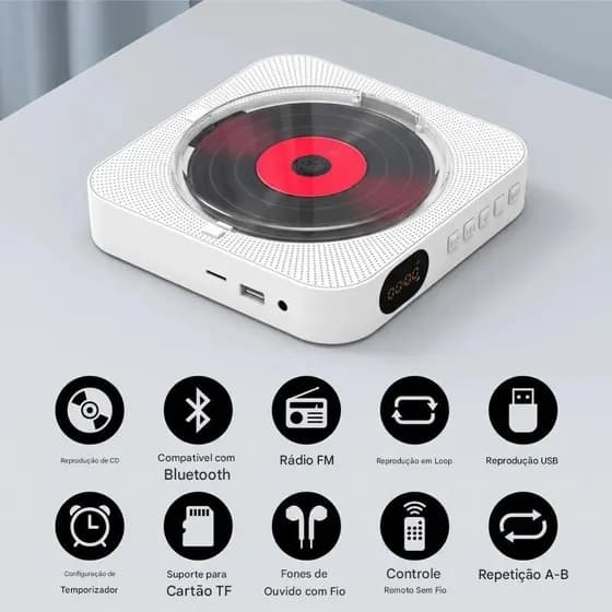 DVD Player MP3-CD Rádio FM Montado Na Parede alto-falante Com Controle Remoto estéreo duplo