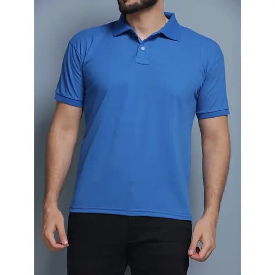 Camisa Gola Polo Masculina Camiseta Uniforme Para Bordar, lisa Cor Azul Tamanho Grande