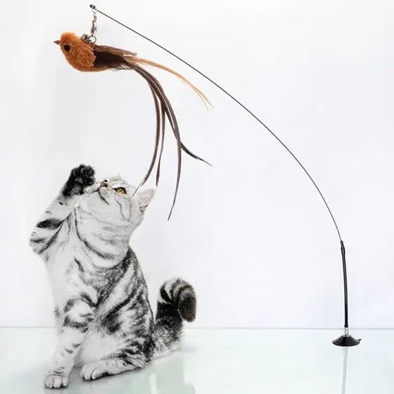 Interativo Brinquedo Simulador de Pássaro- Varinha para provocar e estimular gato