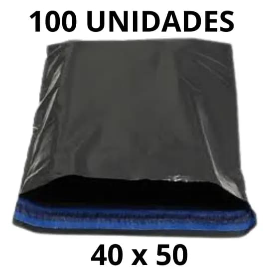 Kit 100 Unidades Envelope De Segurança 40 x 50 Aba Adesiva Embalagem Correio Ecommerce Saco Preto