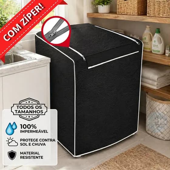 Capa Máquina de Lavar Flanelada Impermeável Ziper todos os tamanhos de 7 a 16kg