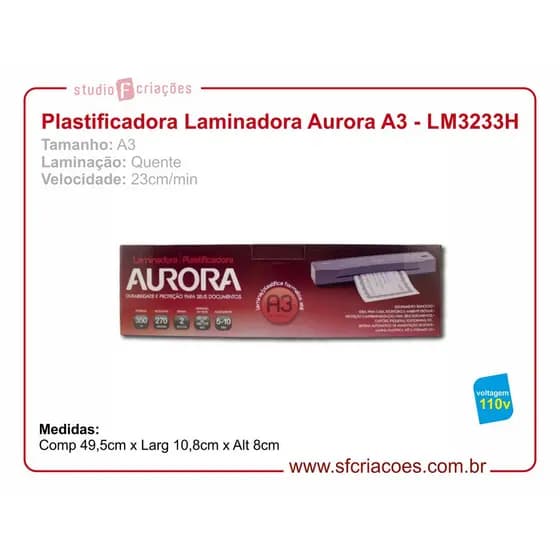 Plastificadora e Laminadora Aurora LM3233H - 110v