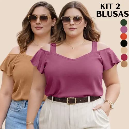 KIT 2 BLUSAS PLUS SIZE FEMININA DISCRETA ELEGANTE SOCIAL BLUSA FEMININAS CONFORTAVEL MODA EVANGELICA BLUSINHA FEMININO