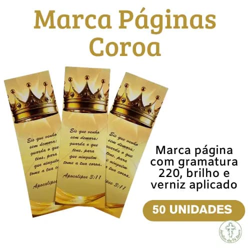 Marca Página Coroa. 50 unidades. Evangélico. Cristão