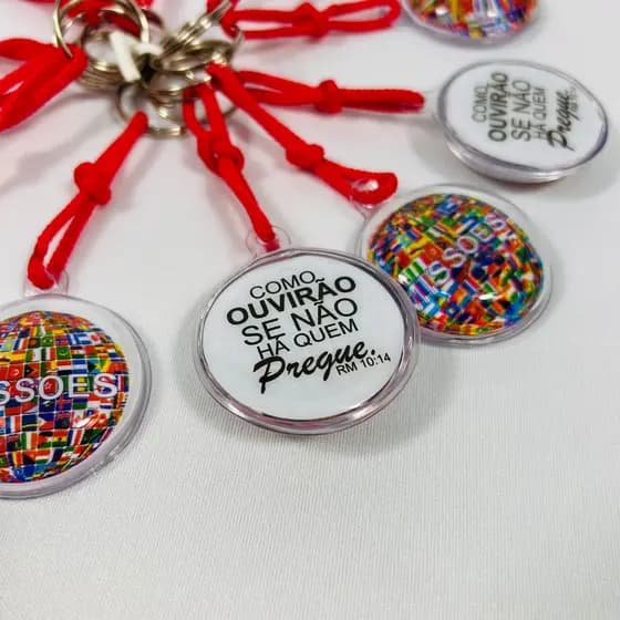 Chaveiro Evangélico Missões. Kit com 100 pçs